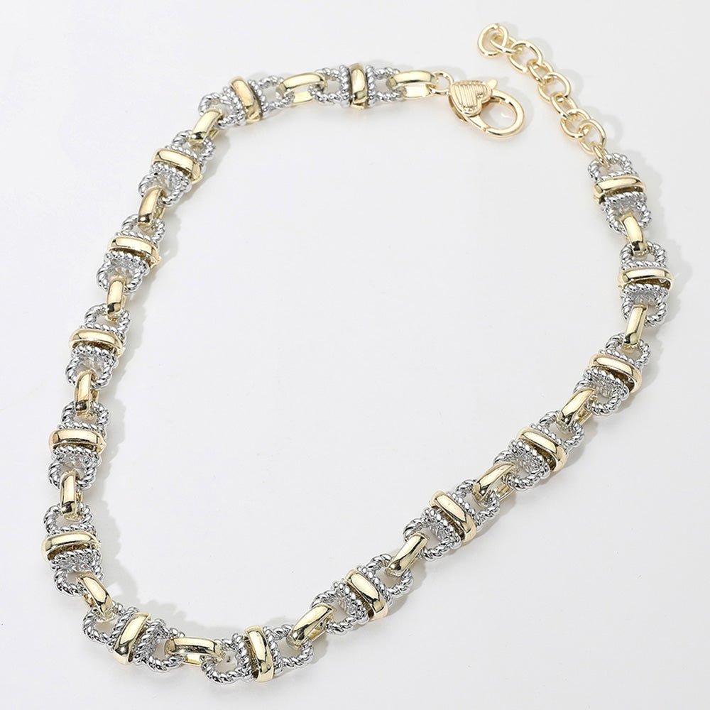 14K Gold Plated Two Tone Textured Chain Necklace - Southern Serenity