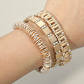 3PCS Two Tone Metal Beaded Stretch Multi Layered Bracelet Set - Southern Serenity