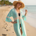Boho Embroidered Tie-Front V-Neck Beach Cover-Up Dress - Southern Serenity