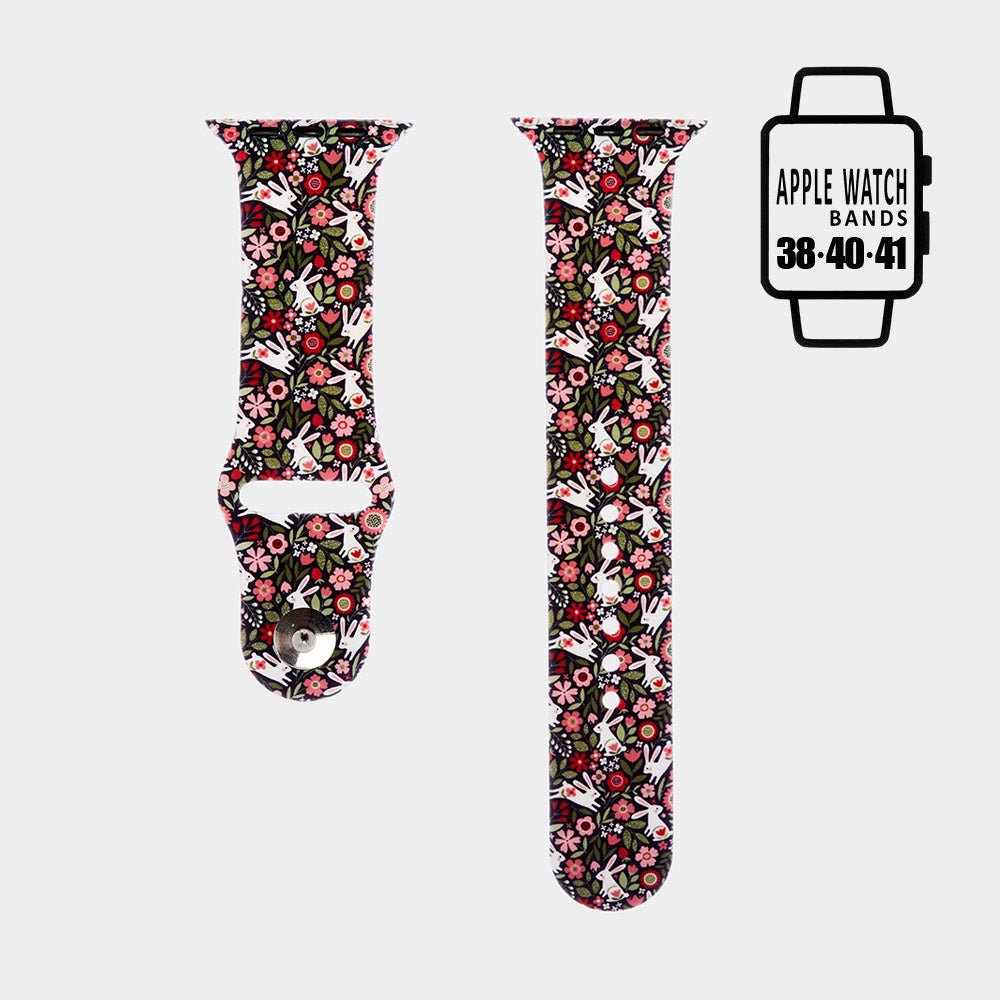 Bunny Floral Silicone Apple Watch Band - Southern Serenity