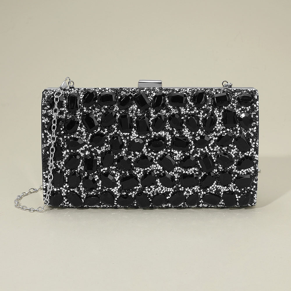 Faceted Stone Embellished Evening Clutch Bag - Southern Serenity