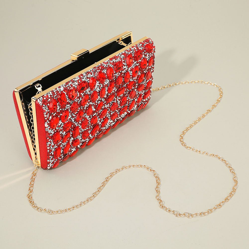 Faceted Stone Embellished Evening Clutch Bag - Southern Serenity