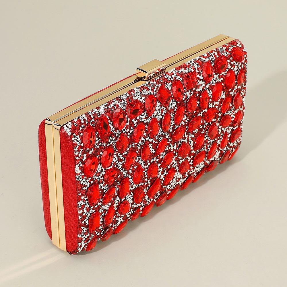 Faceted Stone Embellished Evening Clutch Bag - Southern Serenity