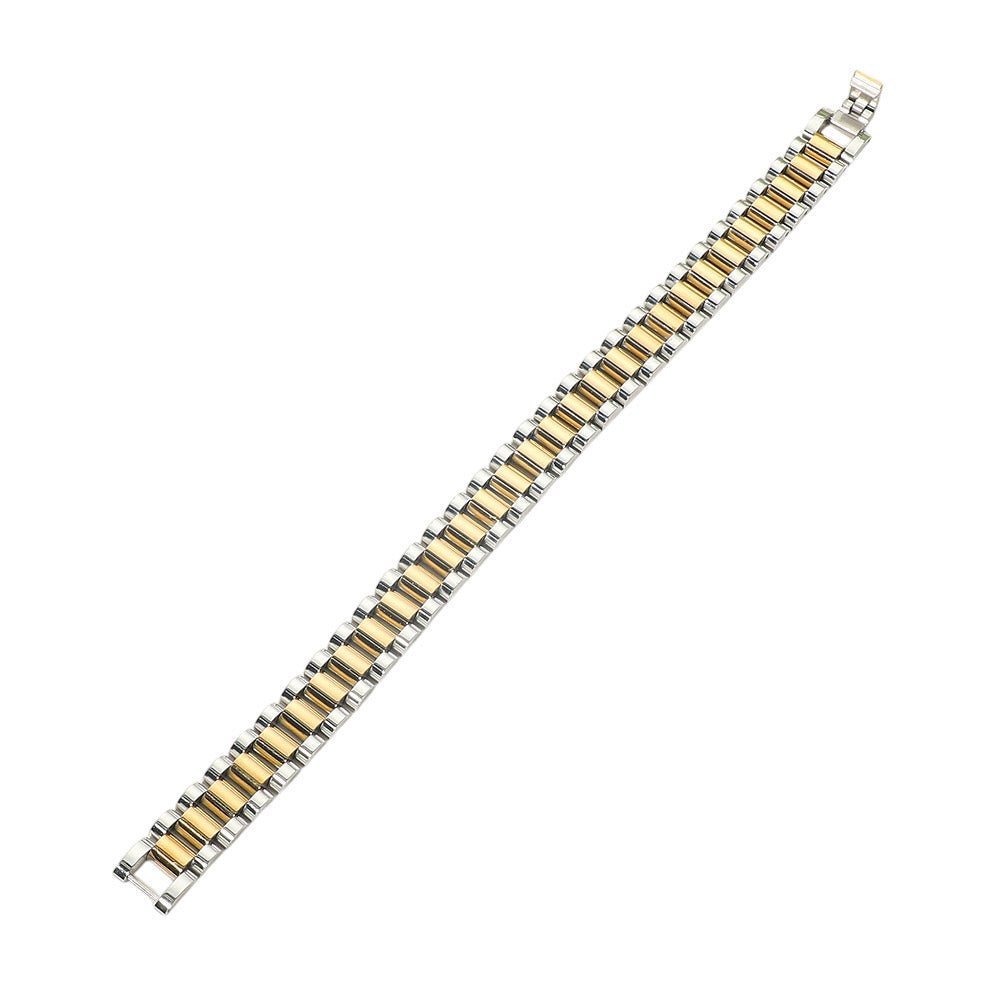 Gold Dipped Two Tone Stainless Steel President Jubilee Style Link Chain Bracelet - Southern Serenity