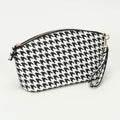 Houndstooth Faux Leather Makeup Bag — Wristlet Pouch & Beauty Organizer - Southern Serenity