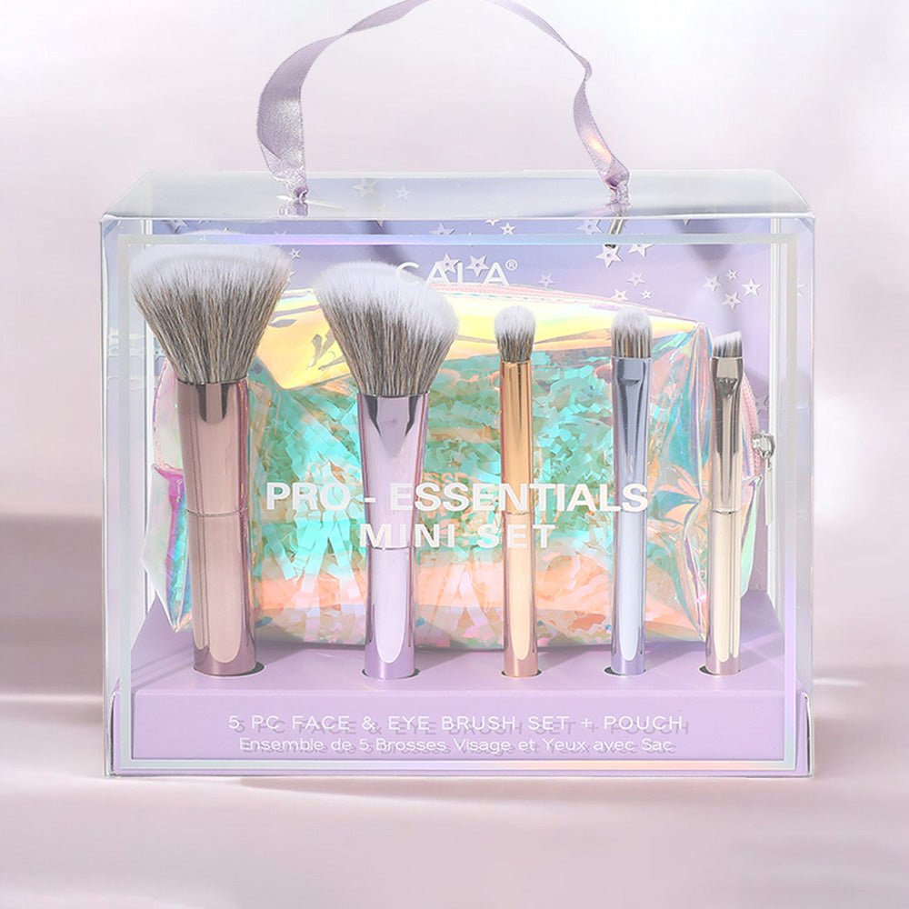 Pro Essentials Face & Eye Makeup Brush Set with Travel Pouch (6-Piece) - Southern Serenity