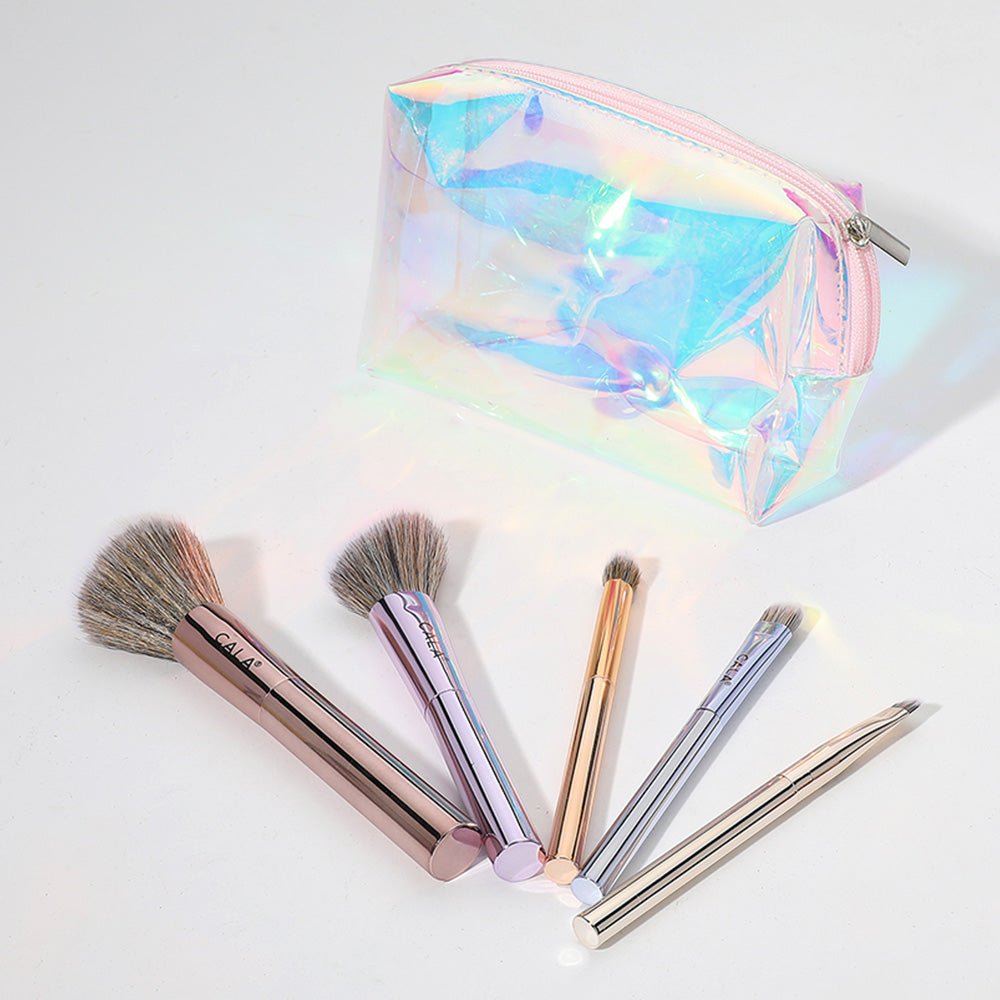 Pro Essentials Face & Eye Makeup Brush Set with Travel Pouch (6-Piece) - Southern Serenity