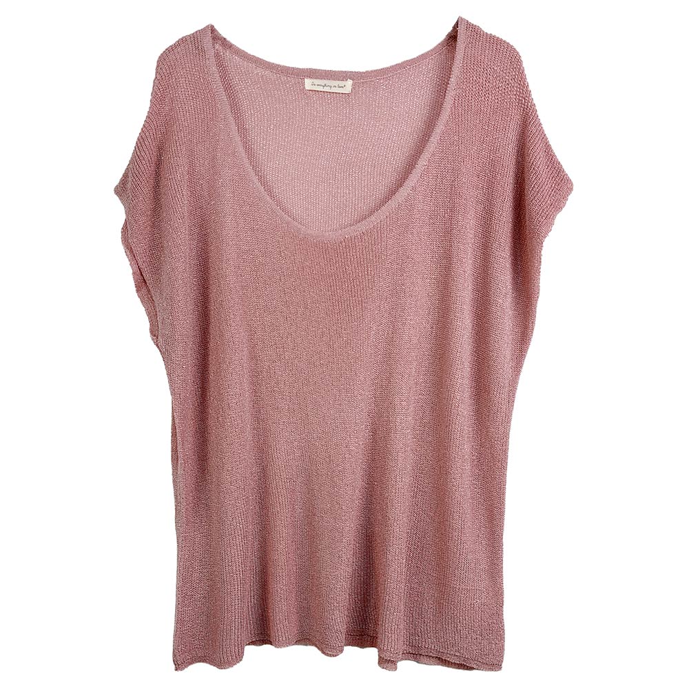 Relaxed Fit Short Sleeve Lurex Knit Top - Southern Serenity