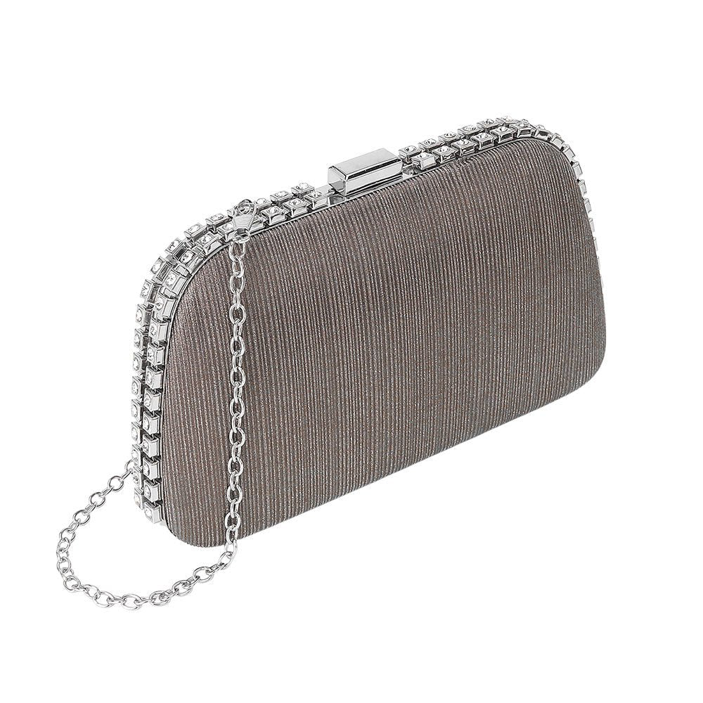 Rhinestone Trim Around Sparkle Crossbody Evening Clutch Bag - Southern Serenity