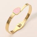 Stainless Steel Minimal Dial Accent Hinged Bangle Bracelet - Southern Serenity