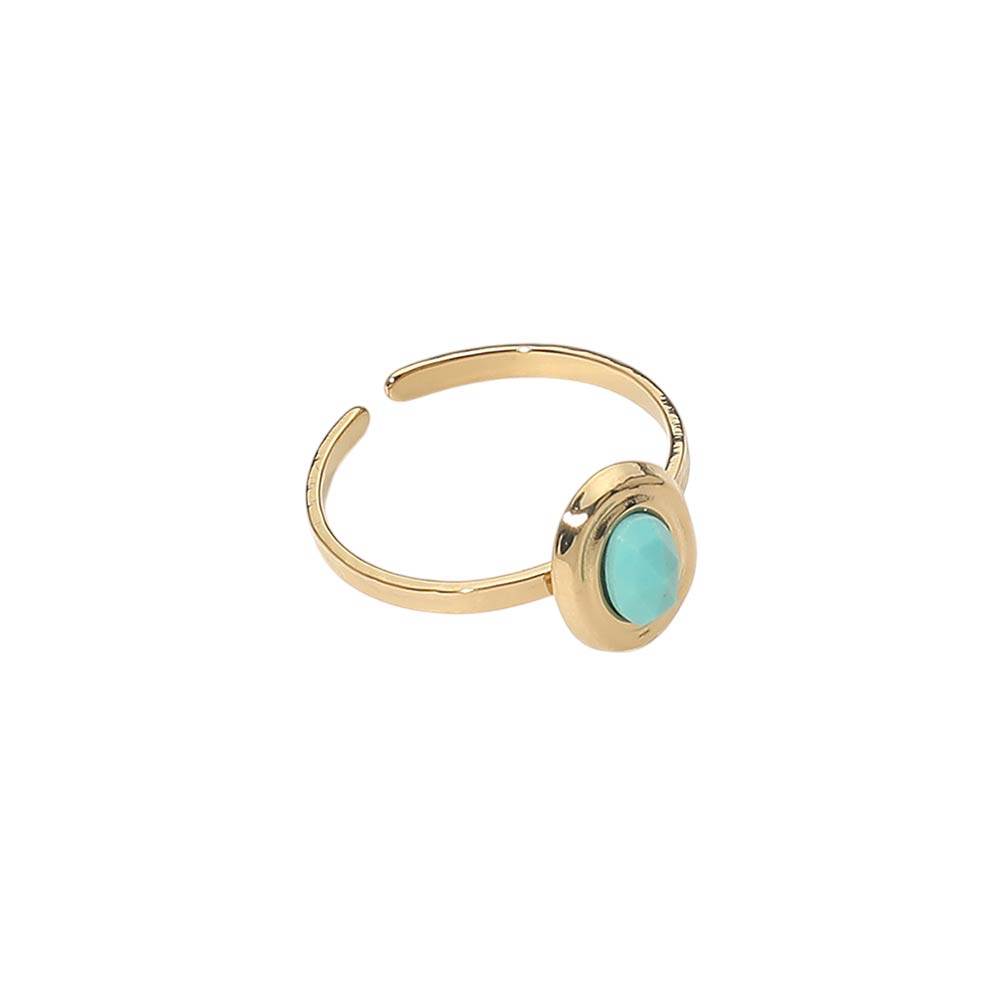 Stainless Steel Vintage Style Oval Stone Adjustable Ring - Southern Serenity
