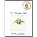Stainless Steel Vintage Style Oval Stone Adjustable Ring - Southern Serenity