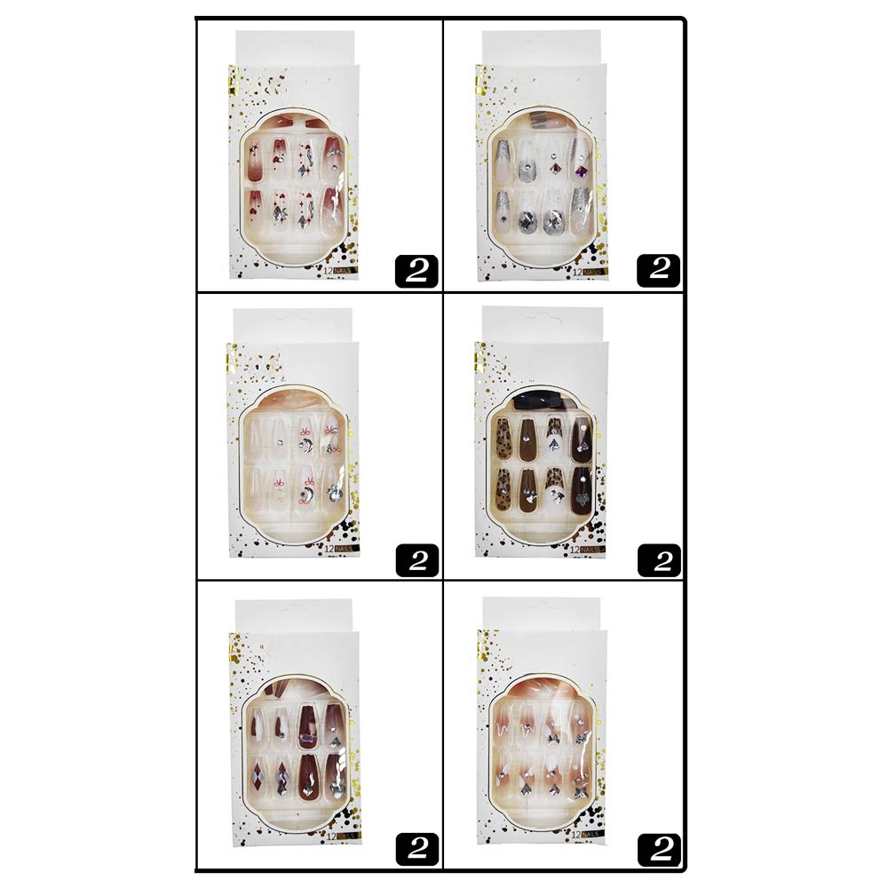 Stone Charm Embellished Press-On Nail Set (12-Piece) - Southern Serenity
