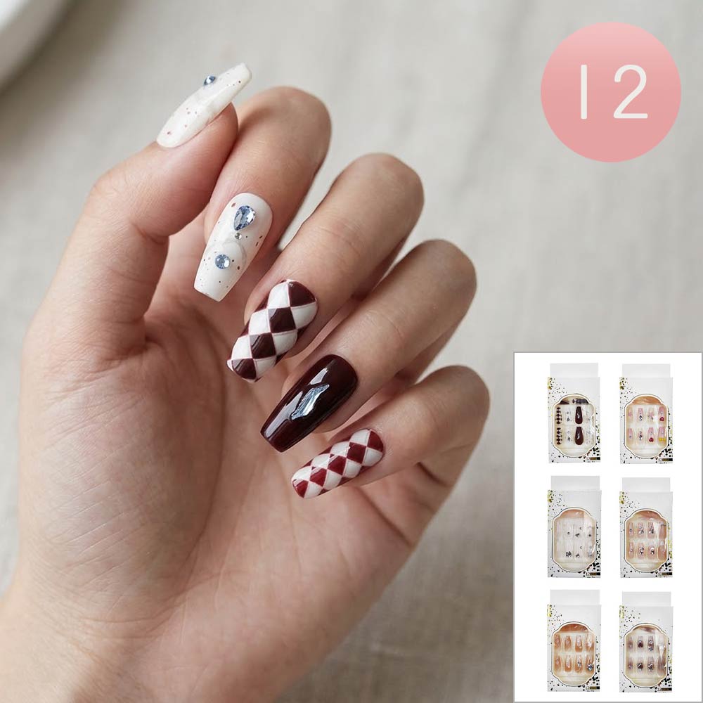 Stone Charm Embellished Press-On Nail Set (12-Piece) - Southern Serenity