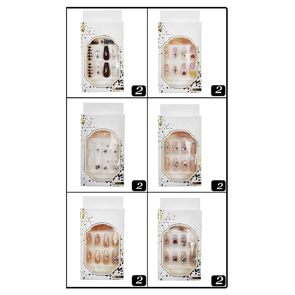 Stone Charm Embellished Press-On Nail Set (12-Piece) - Southern Serenity