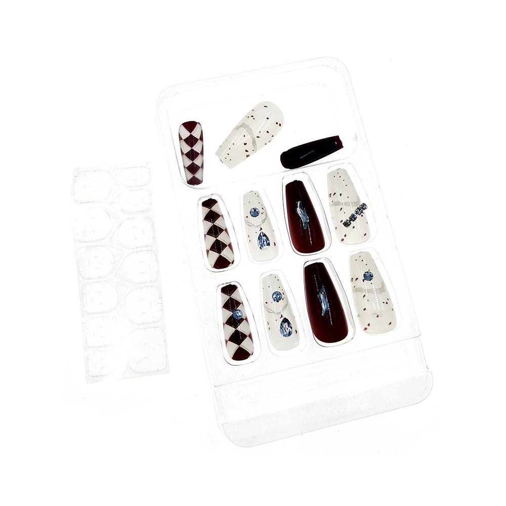 Stone Charm Embellished Press-On Nail Set (12-Piece) - Southern Serenity