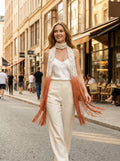 Thin Ombre Rope Fringe Scarf – Ivory to Orange Boho Wrap - Southern Serenity