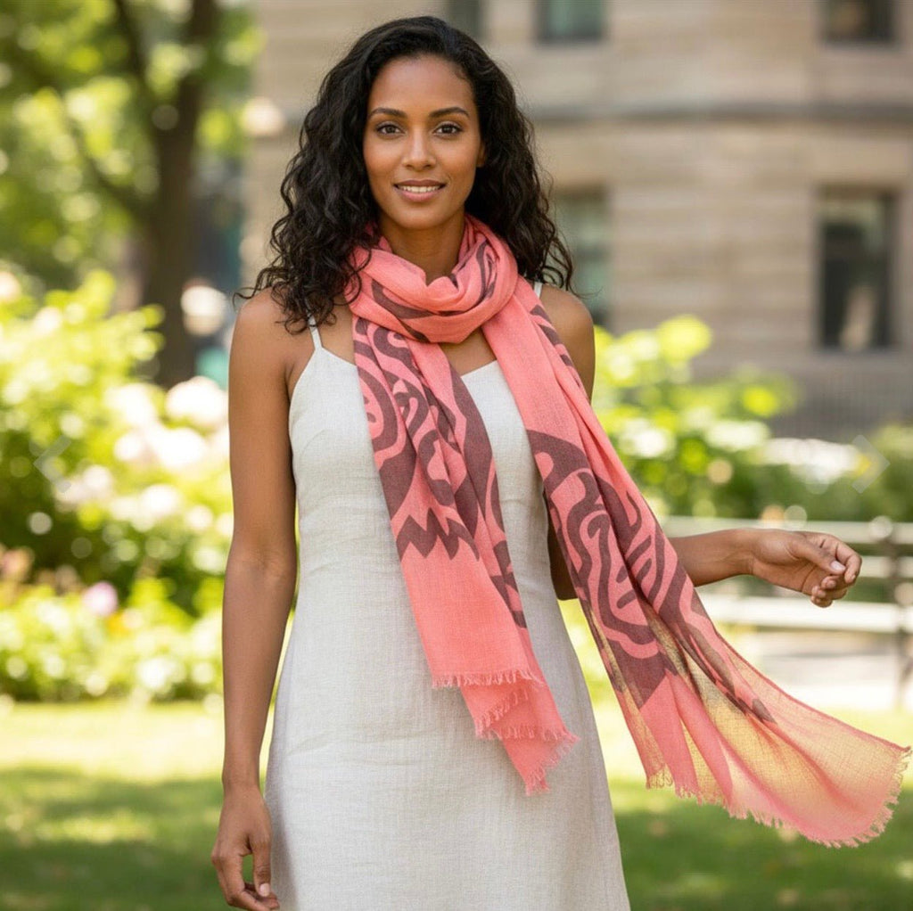 Tiger Print Cotton Scarf 28x72" – Bold Animal Fashion Wrap - Southern Serenity